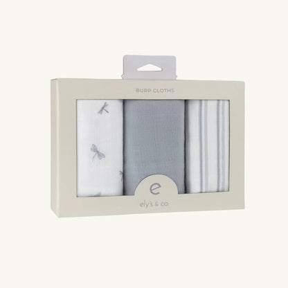 Muslin Burp Cloth 3 Pack Blue Dragon Fly