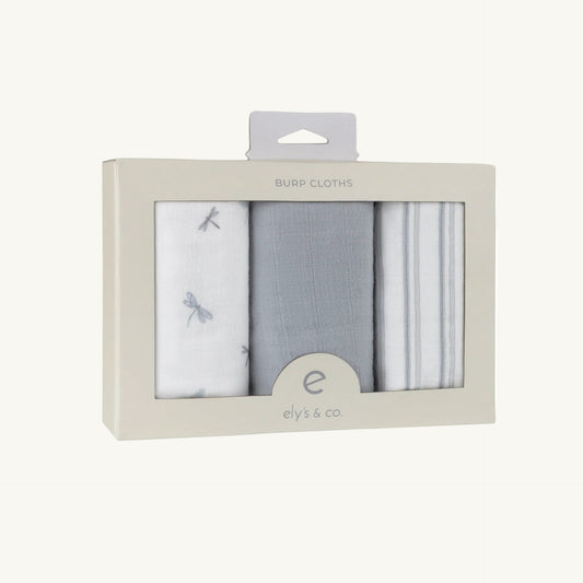 Muslin Burp Cloth 3 Pack Blue Dragon Fly