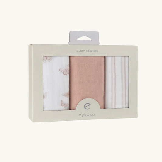 Muslin Burp Cloth 3 Pack - Pink Butterfly