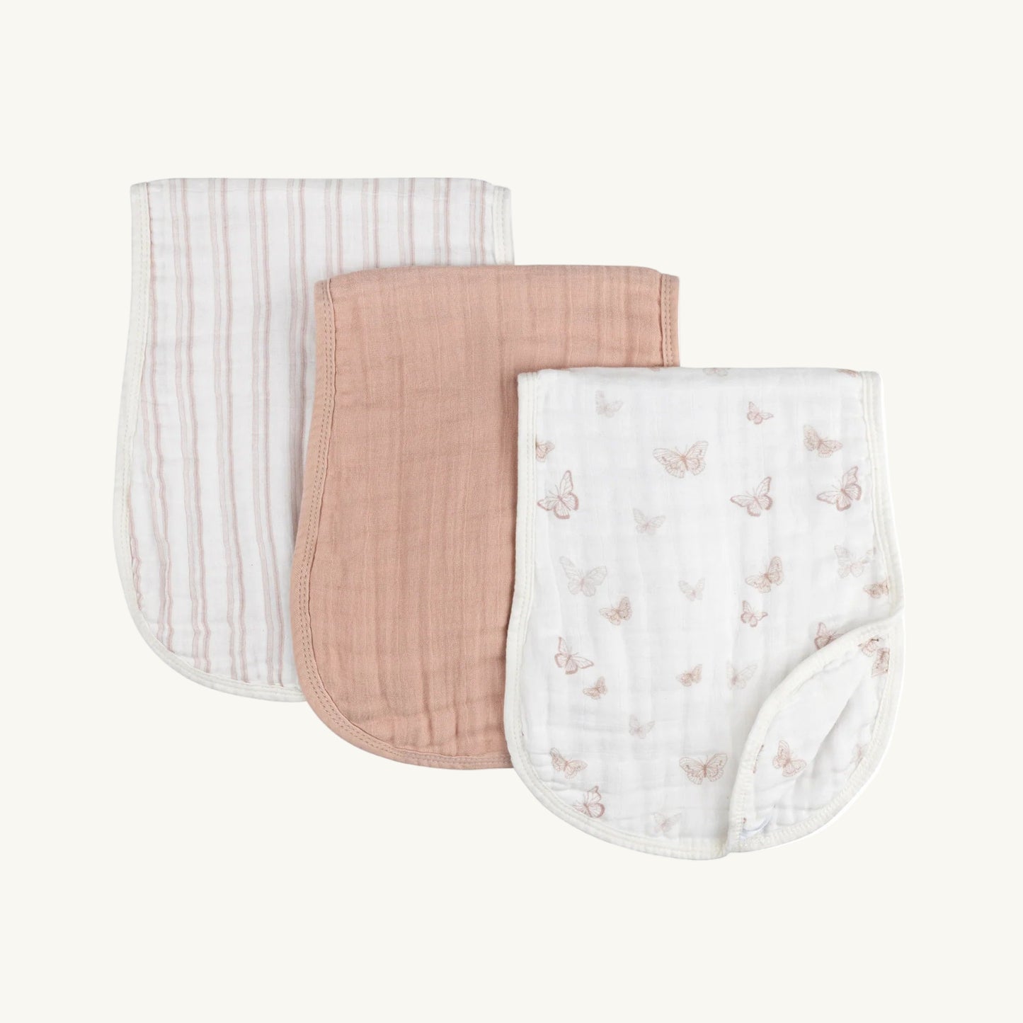 Muslin Burp Cloth 3 Pack - Pink Butterfly