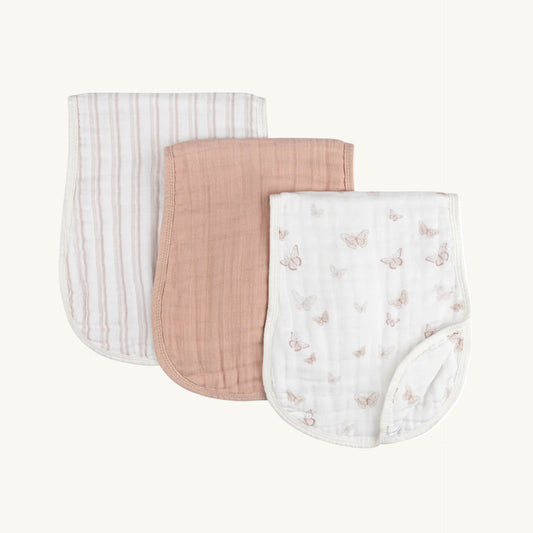 Muslin Burp Cloth 3 Pack - Pink Butterfly