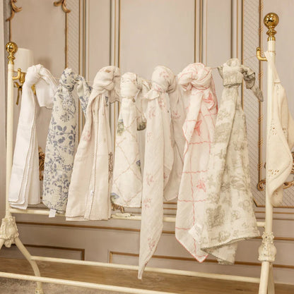 Taupe Toile Swaddle Burp Cloth Set