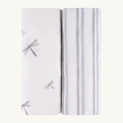 2 Pack Dragonfly & Stripe Cotton Sheets