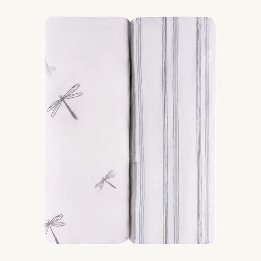 2 Pack Dragonfly & Stripe Cotton Sheets