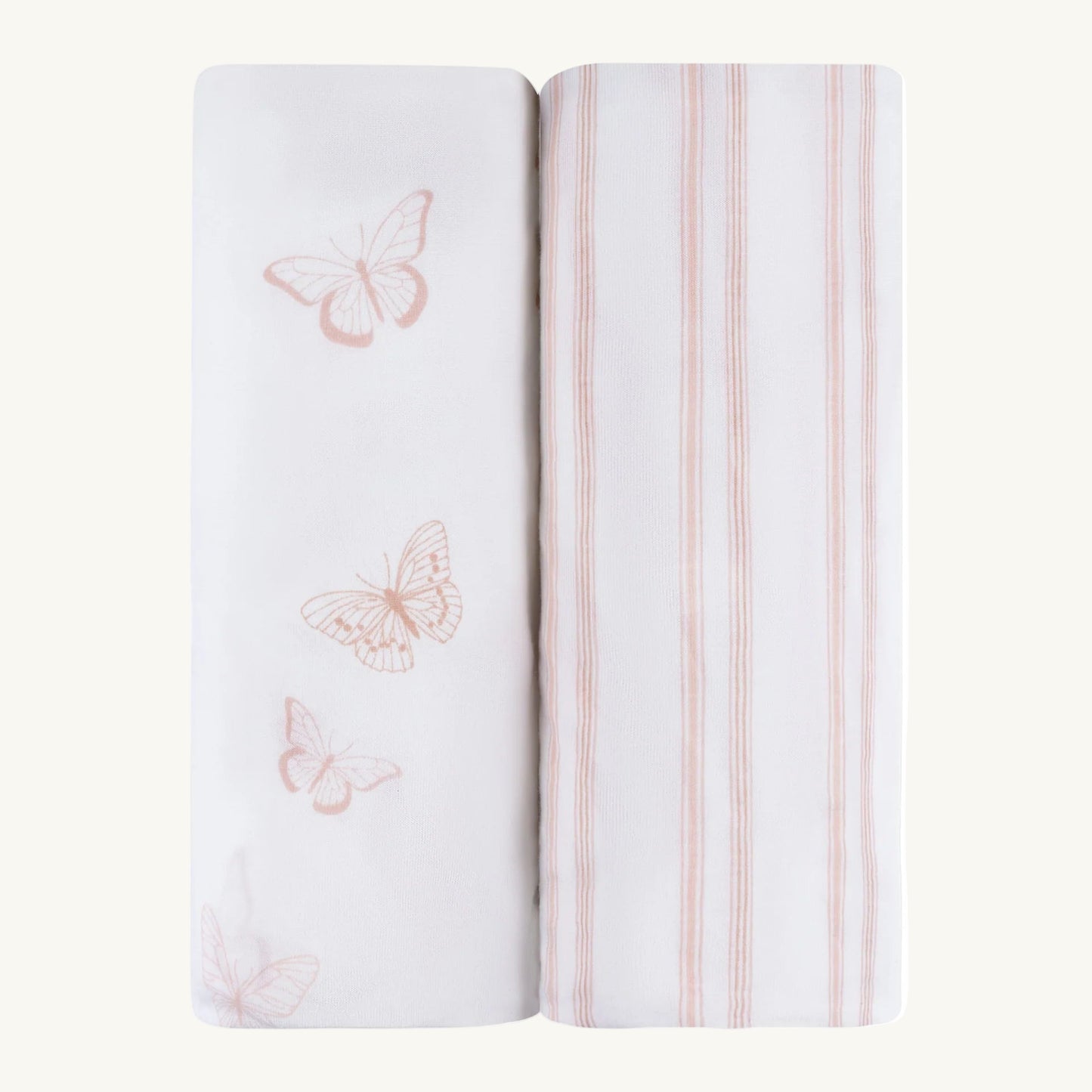 2 Pack Butterfly and Stripe Cotton Sheets