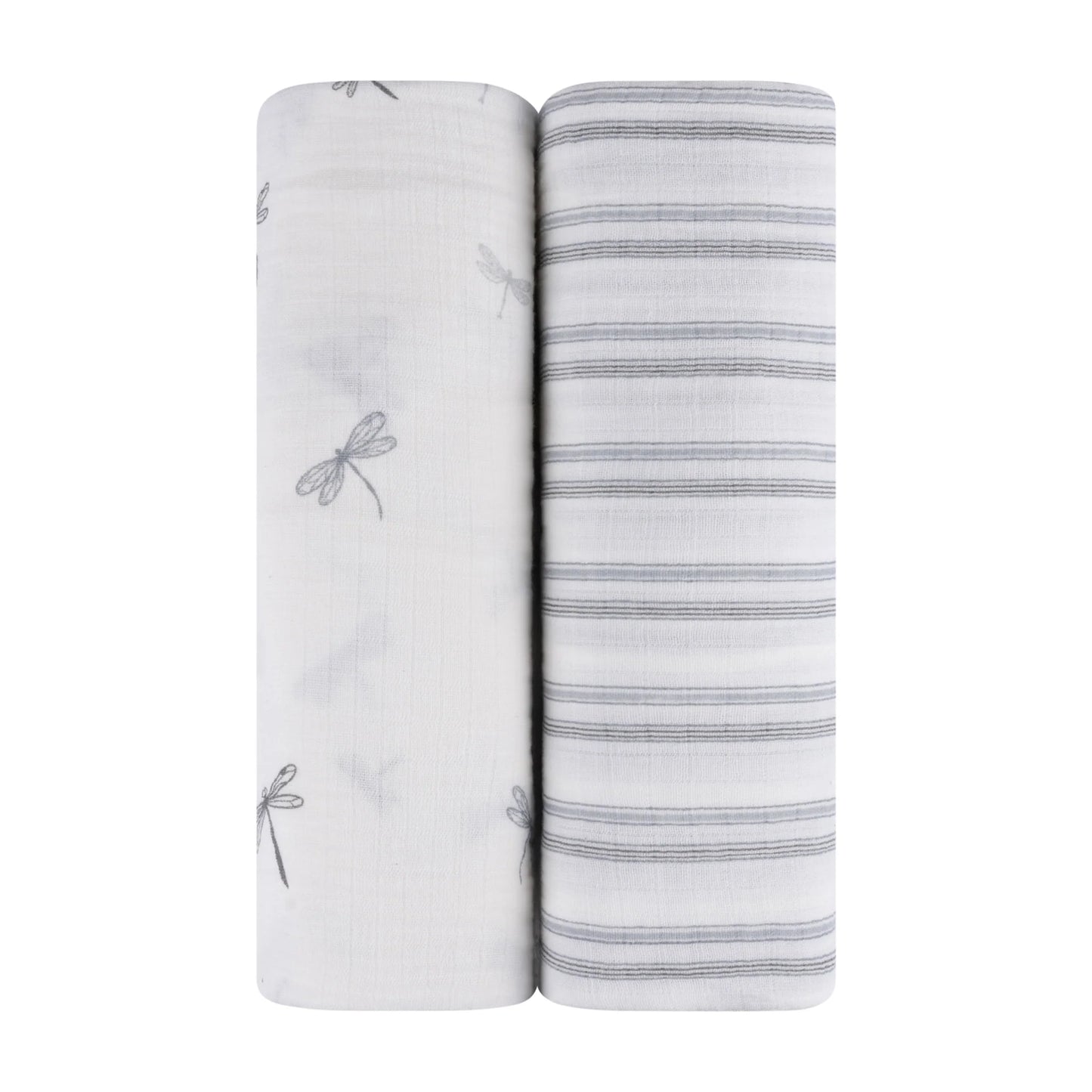 2 Pack Muslin Swaddles Drangonflies Stripes