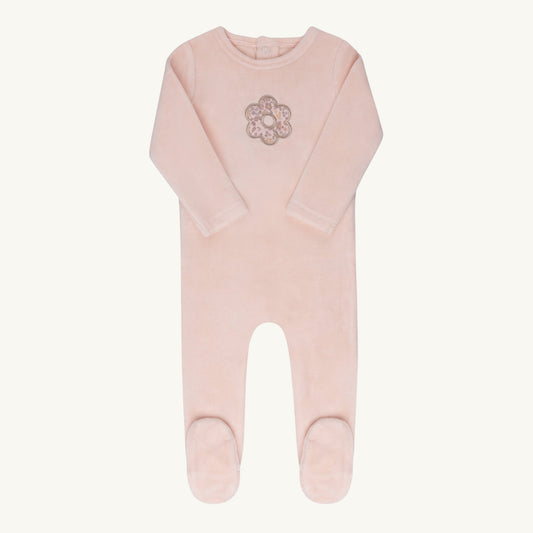 Velour Liberty  Pink Floral Footie