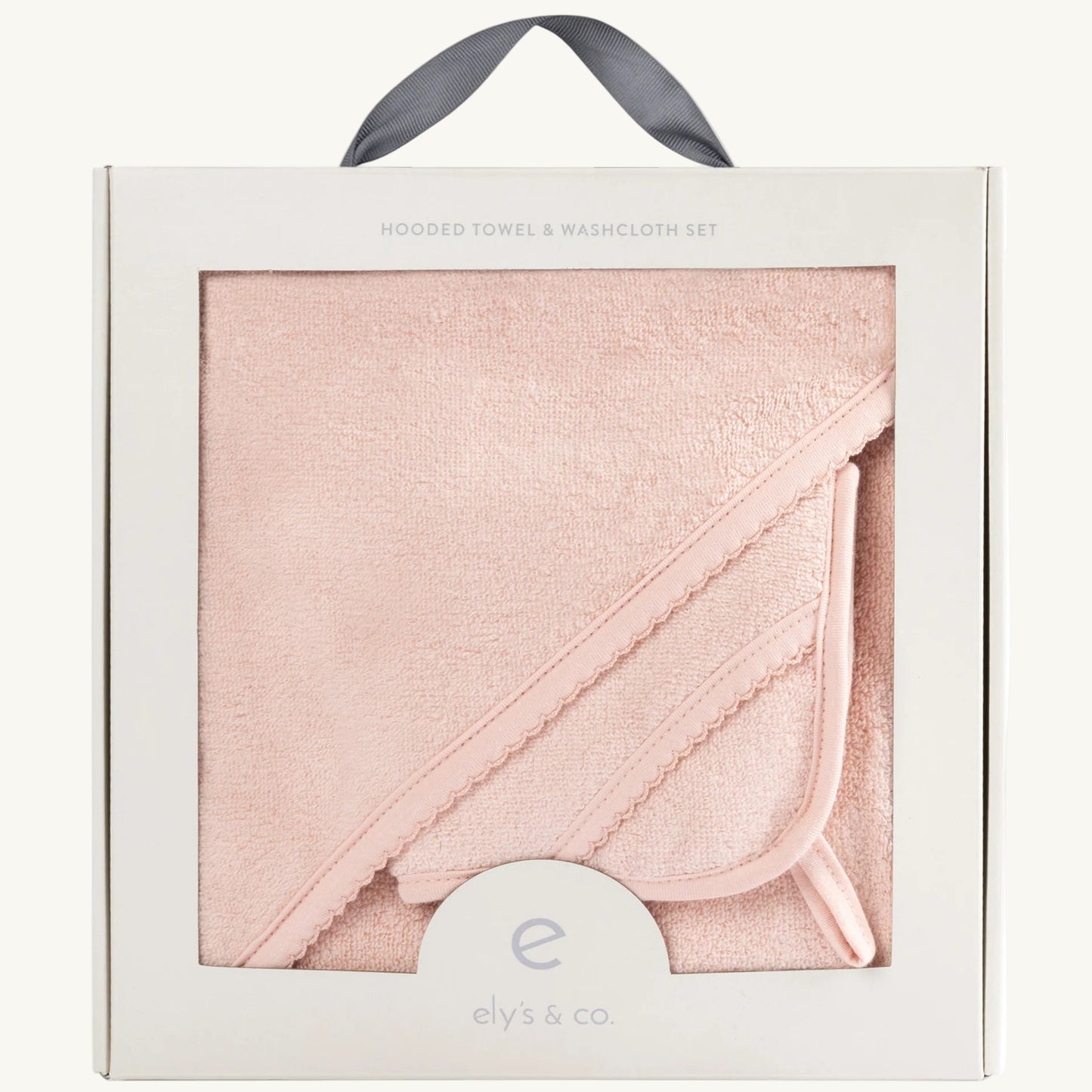 Solid Scalloped Hooded Towel and Washcloth Set