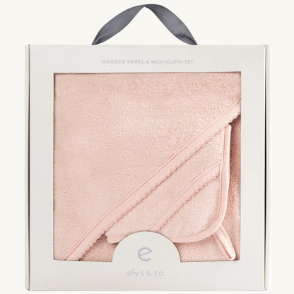 Solid Scalloped Hooded Towel and Washcloth Set