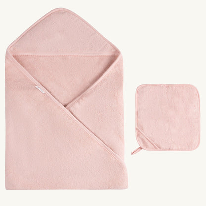 Solid Scalloped Hooded Towel and Washcloth Set
