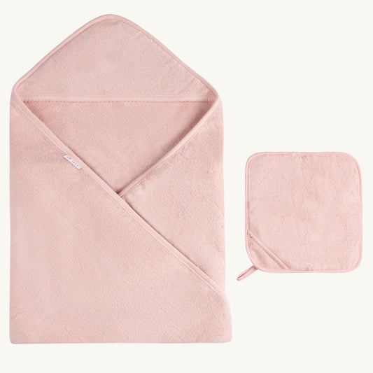 Solid Scalloped Hooded Towel and Washcloth Set