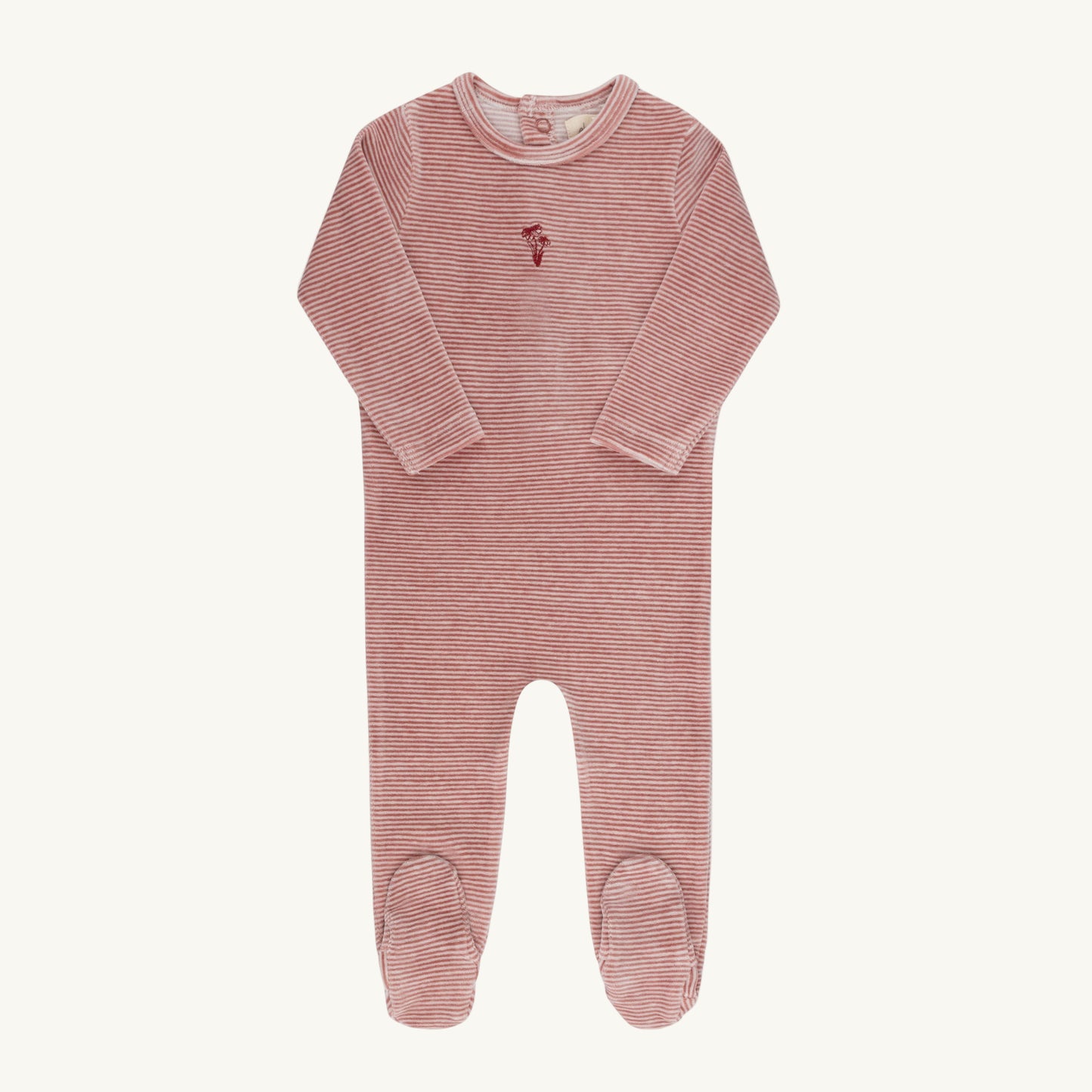 Velour Stripe Dark Pink Footie