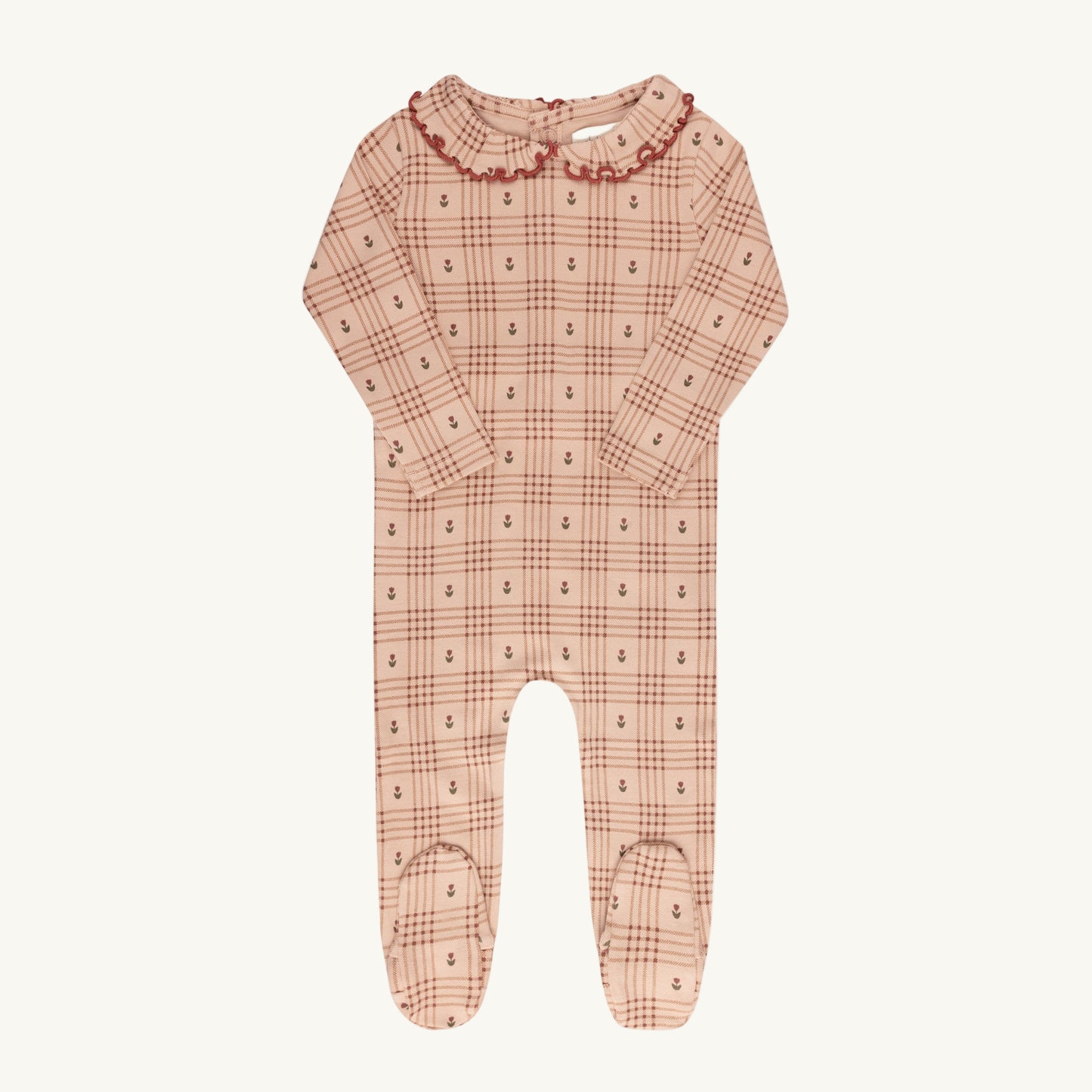 Floral Plaid Collection Pink Footie