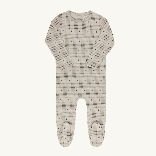 Floral Plaid Collection Tan Footie