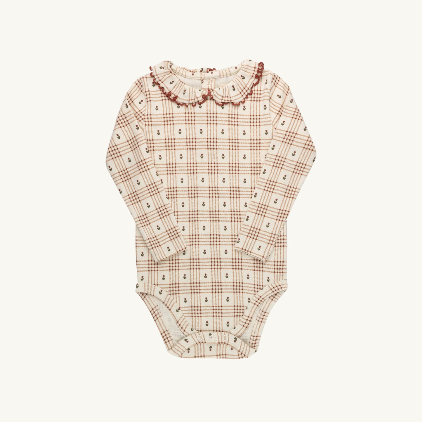 Floral Plaid Ivory/Pink Bodysuit and Overalls