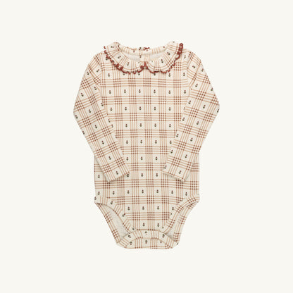 Floral Plaid Ivory/Pink Bodysuit and Overalls