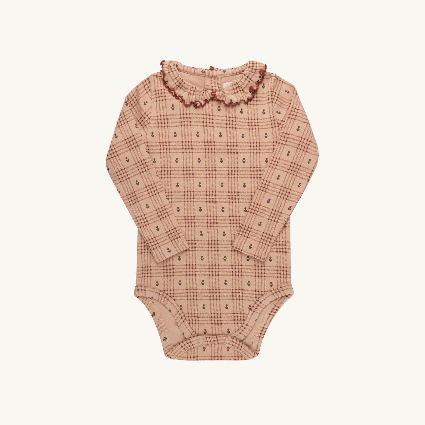 Floral Plaid Collection Pink Bodysuit and Overalls