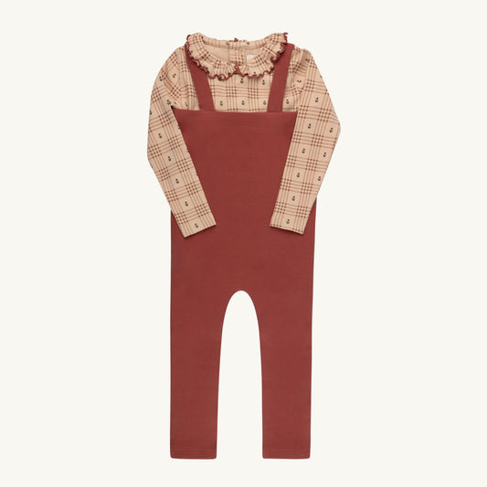 Floral Plaid Collection Pink Bodysuit and Overalls