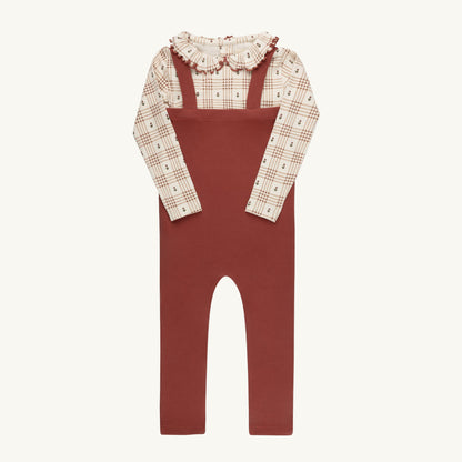 Floral Plaid Ivory/Pink Bodysuit and Overalls