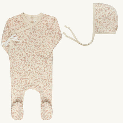 Vine Collection ivory/Pink Footie Set