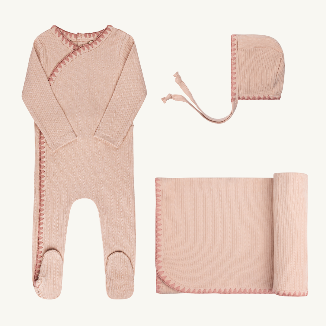 Whip Stitch Collection Pink Layette Set