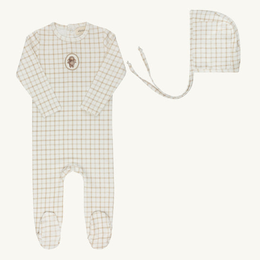 Plaid Sheep Collection Beige Footie Set