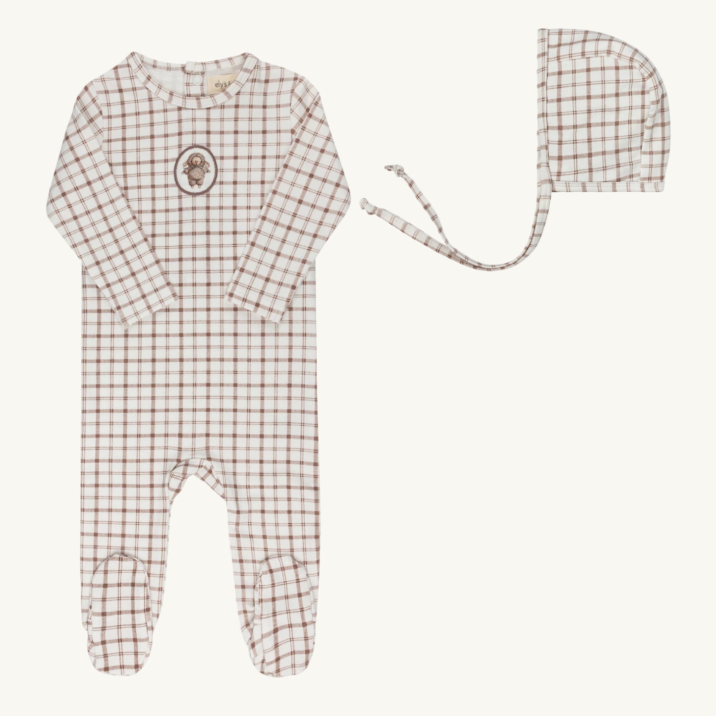 Plaid Sheep Collection Mauve Footie Set