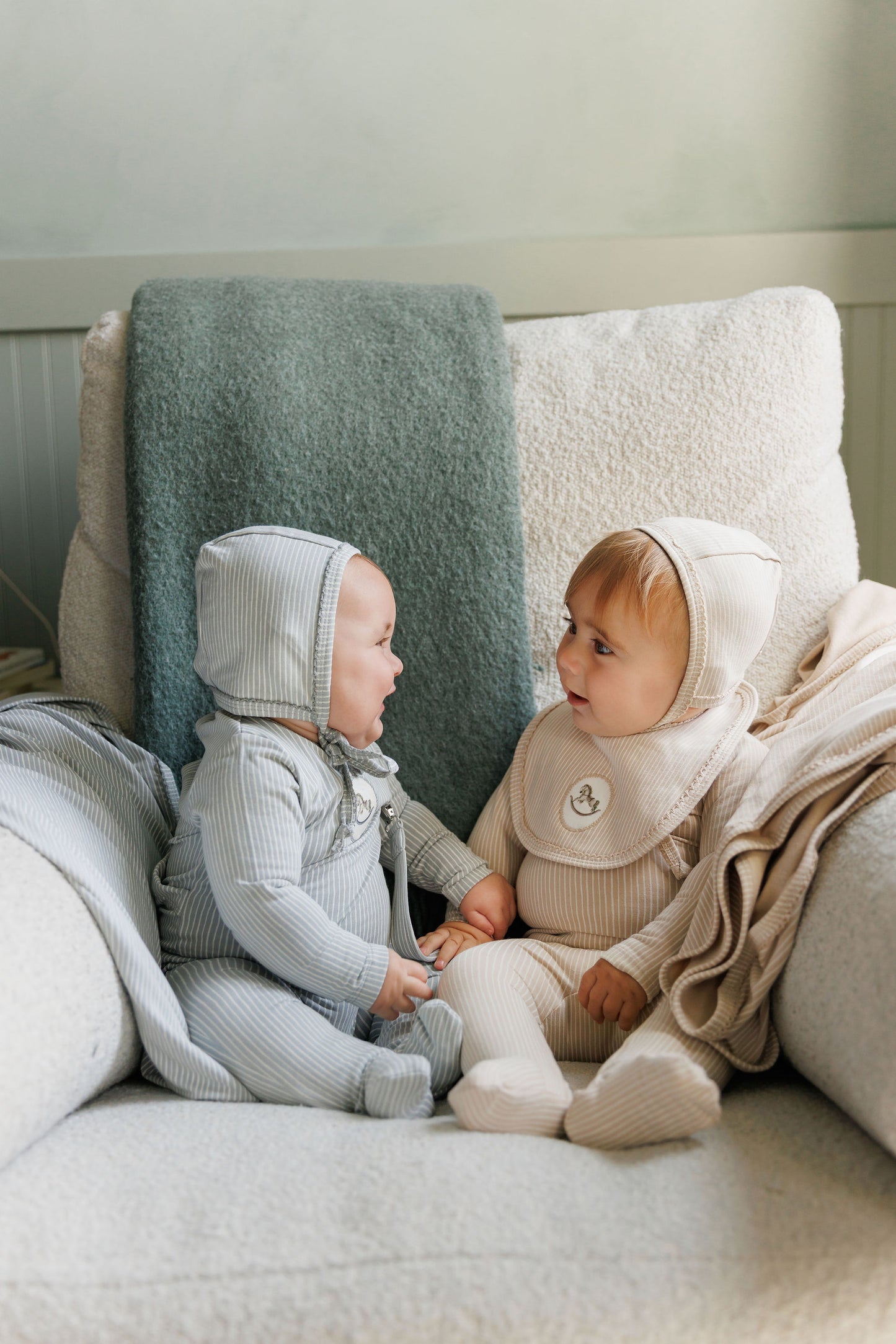 Cotton Rocking Horse Blue Layette Set