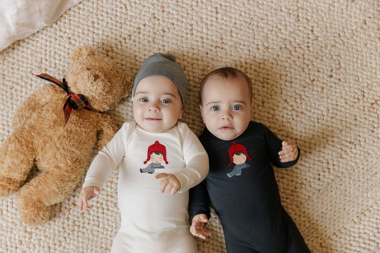 Autumn Kids Collection Ivory/Blue Footie Set