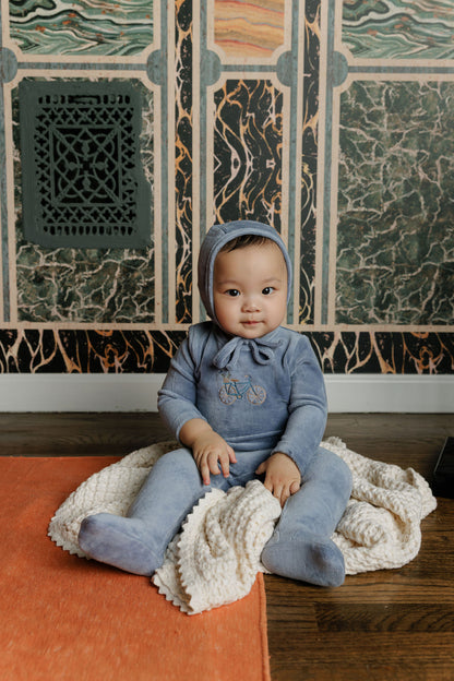 Velour Bicycle Collection Blue Footie Set