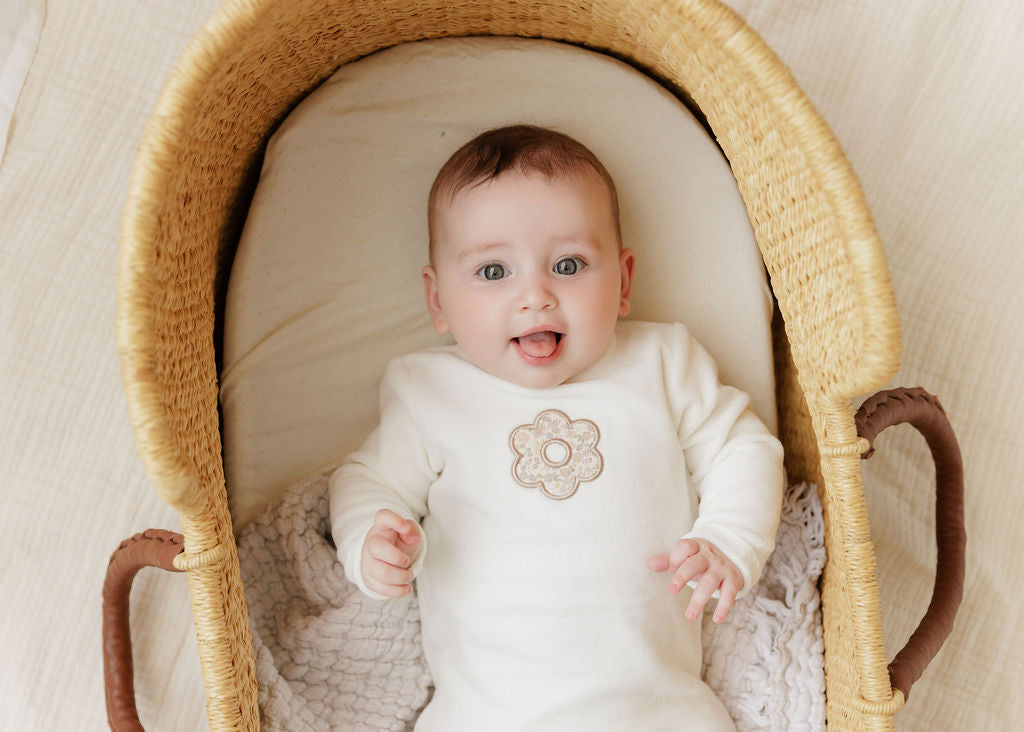 Velour Liberty  Ivory Floral Footie Set