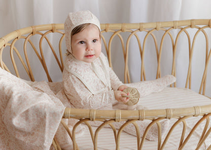 Vine Collection ivory/Pink Footie Set