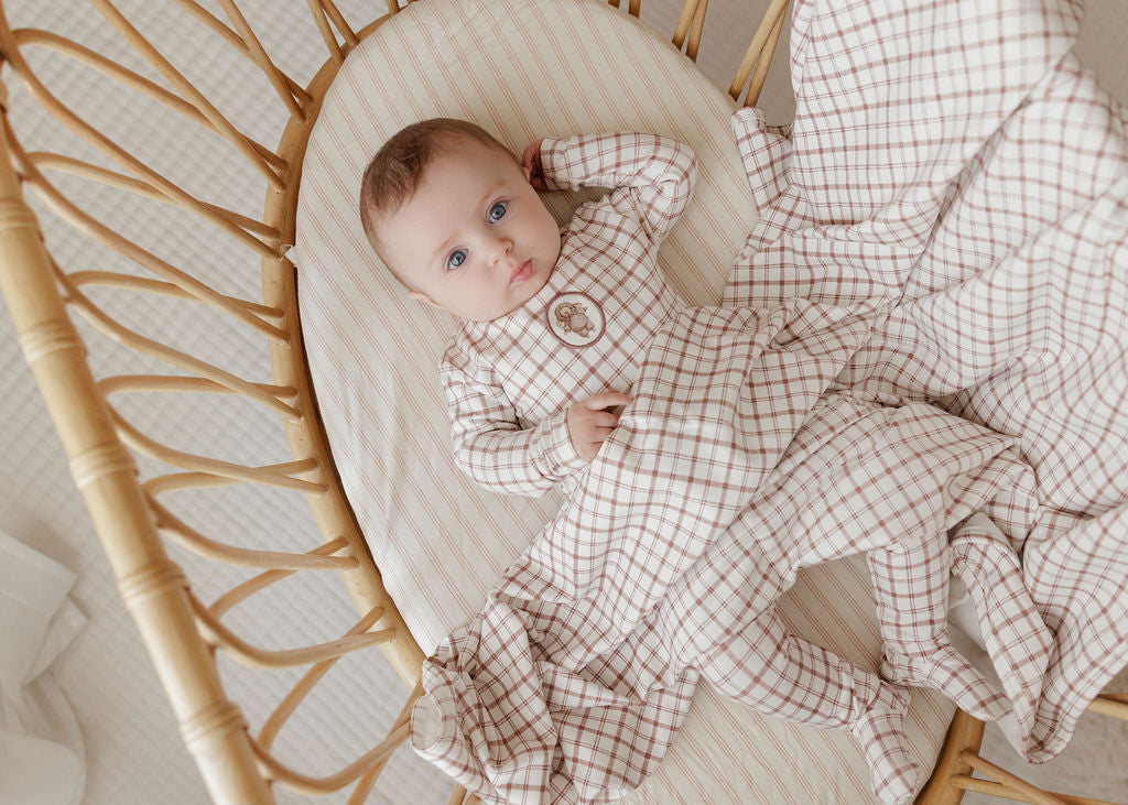 Plaid Sheep Collection Mauve Layette Set