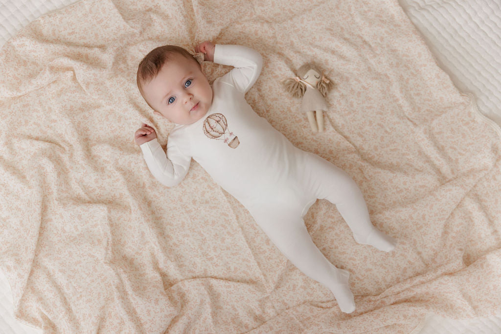 Hot Air Ballon Collection Ivory/Pink Footie Set