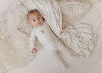 Plaid Sheep Collection Beige Layette Set