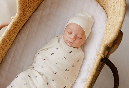 3 Pack Muslin Swaddles - Nautical and Solid