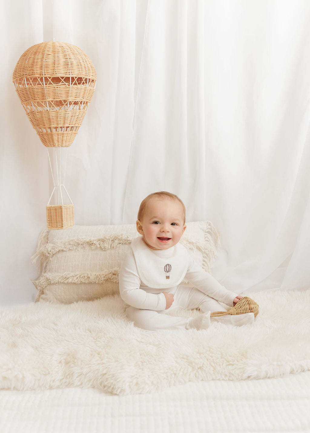 Hot Air Ballon Collection Ivory/Blue Footie Set