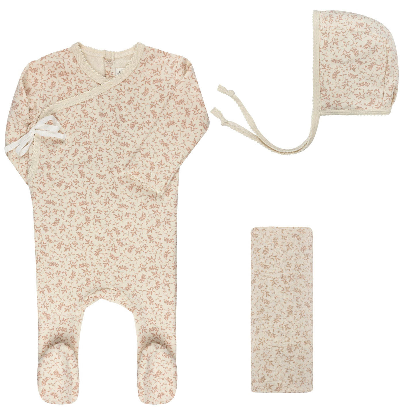 Vine Collection ivory/Pink Layette Set