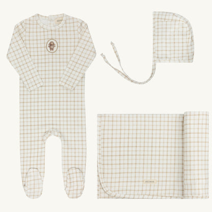 Plaid Sheep Collection Beige Layette Set