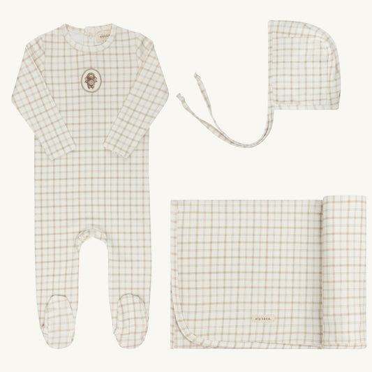 Plaid Sheep Collection Beige Layette Set