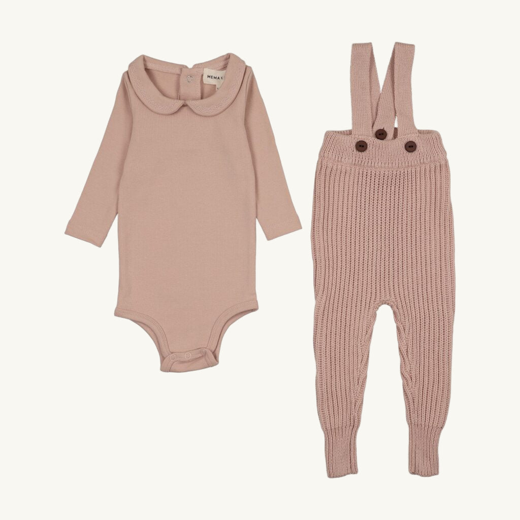 Pink Knit Overall and Onesie set