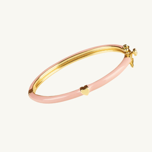 Enamal Pink Bangle with Gold Heart