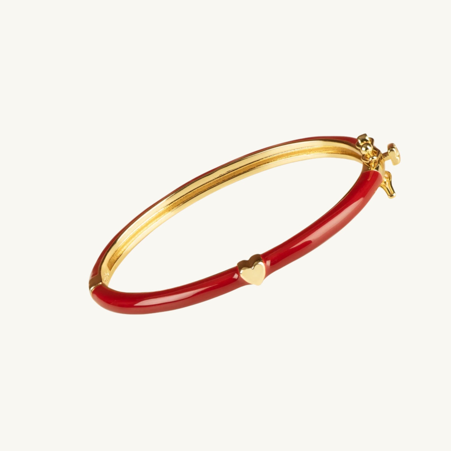 Enamal Deep Red Bangle with Gold Heart