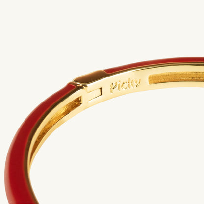 Enamal Deep Red Bangle with Gold Bow