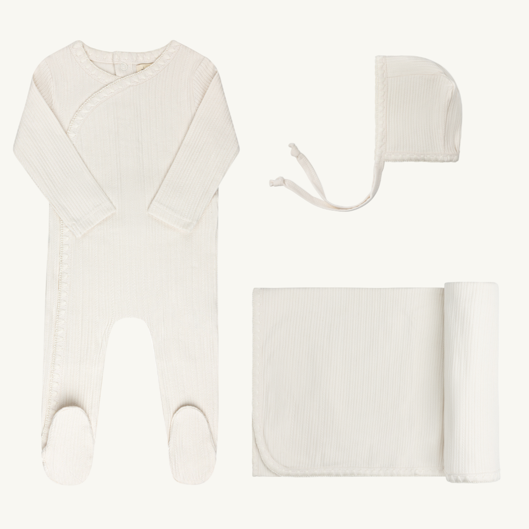 Whip Stitch Collection Ivory Layette Set