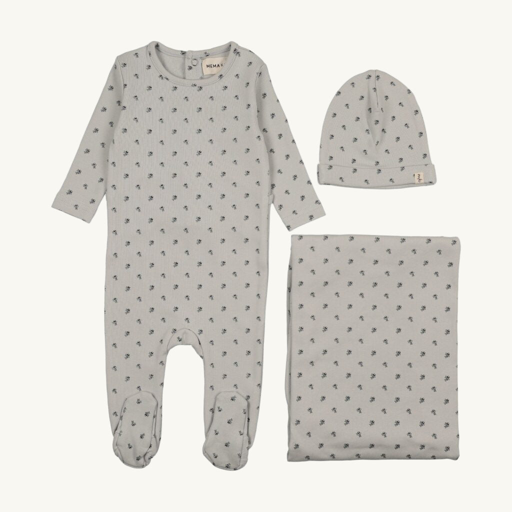 Blue Berry Print Layette Set