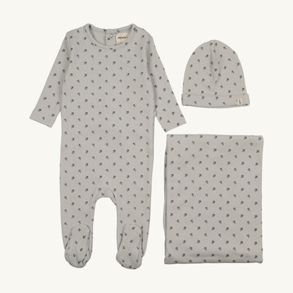 Blue Berry Print Layette Set