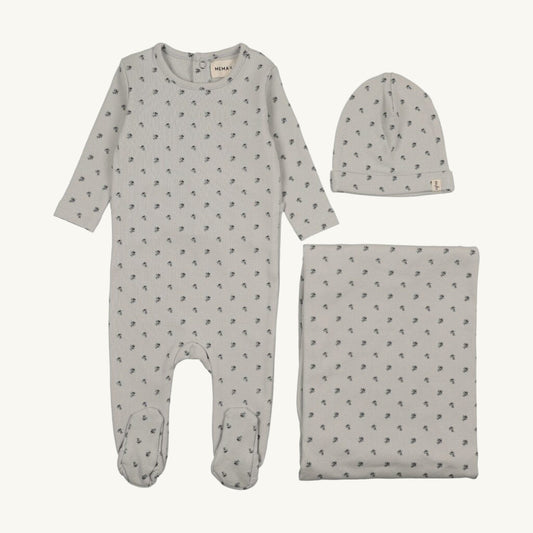 Blue Berry Print Layette Set