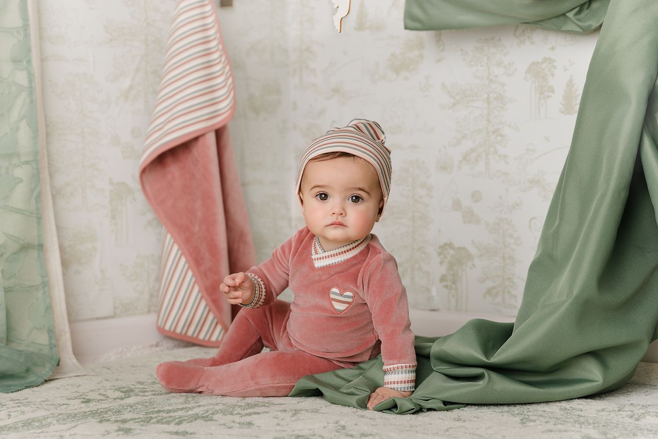 Striped Heart Footie