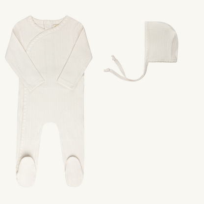 Whip Stitch Collection Ivory Footie Set